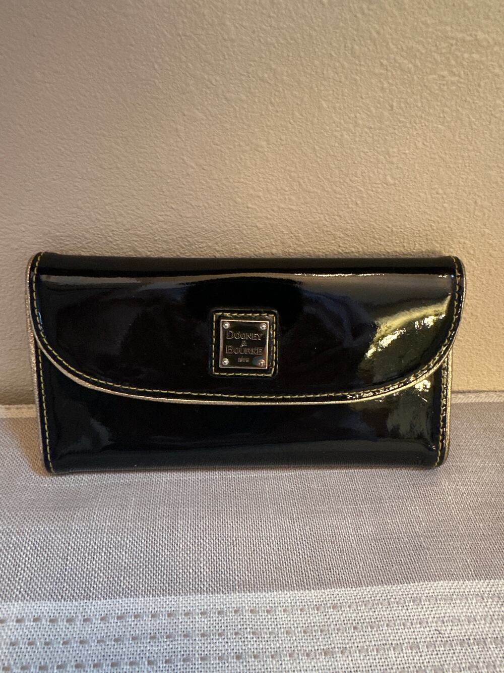 Dooney & Bourke Black Patent Leather Continental Clutch Wallet